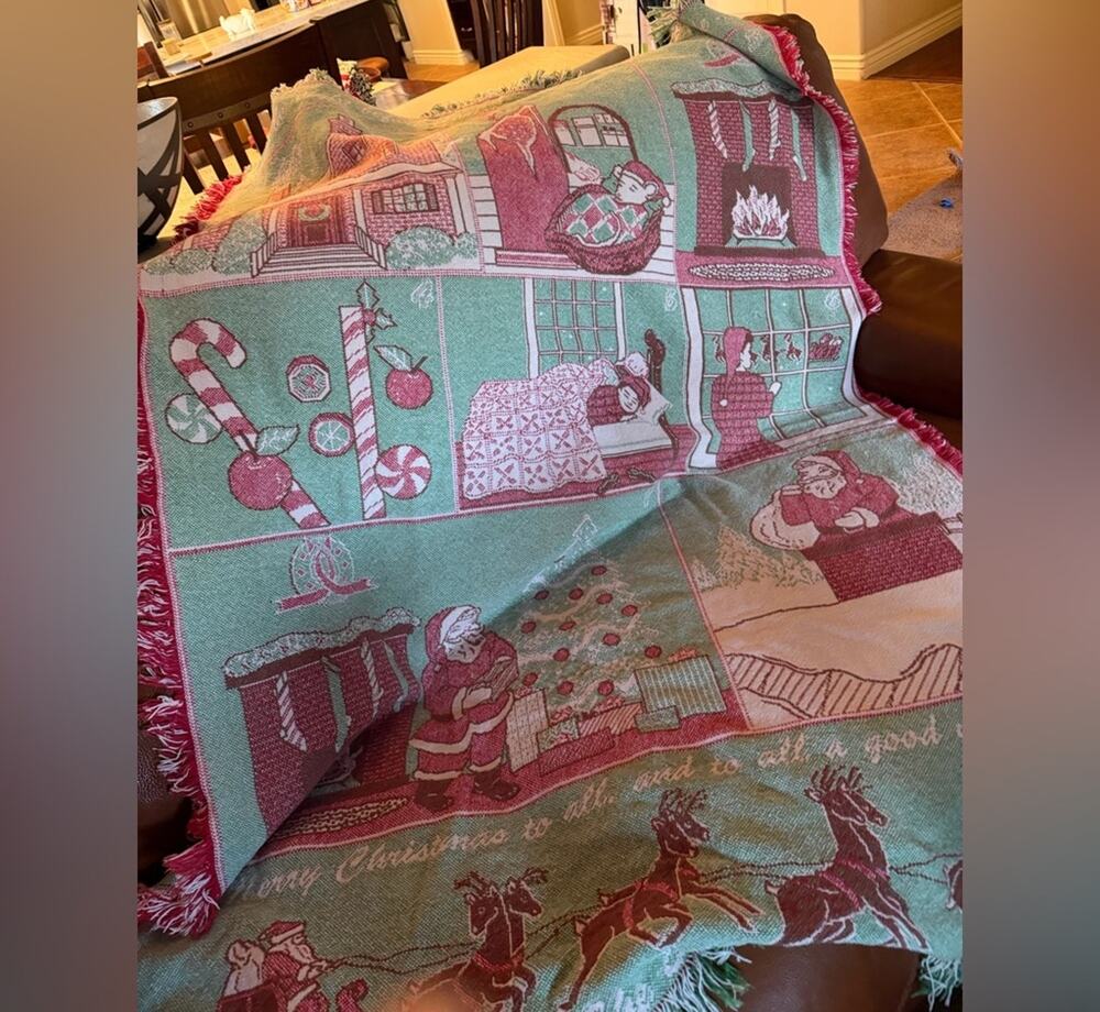Festive Santa Holiday Throw Christmas Blanket